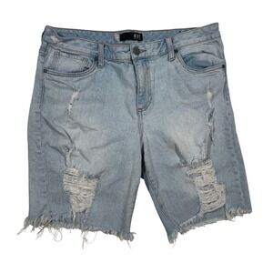 Kut from the Kloth Distressed Denim Shorts Frayed Hem Size 14 Grunge Y2K